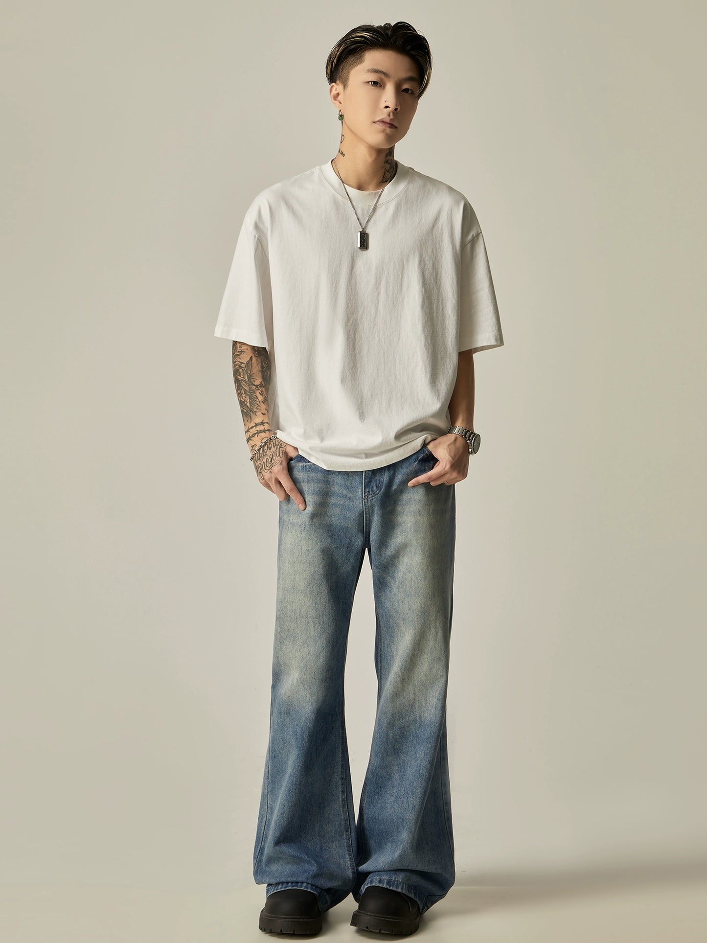 Washed Micro Flare Denim Jeans WN7752