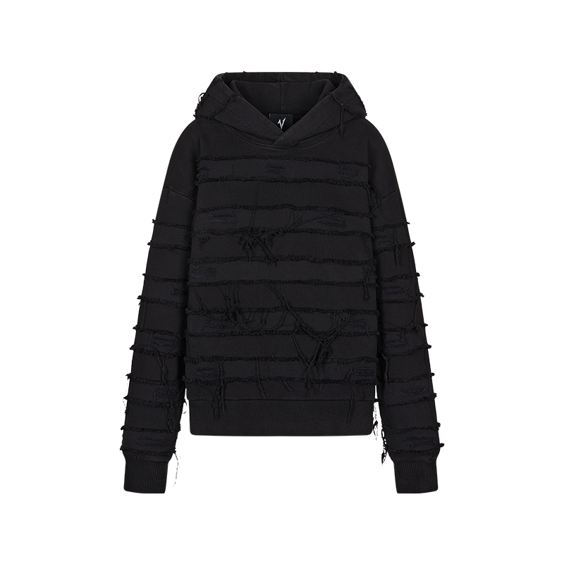 Mix Fringe Design Denim Hoodie WN20982