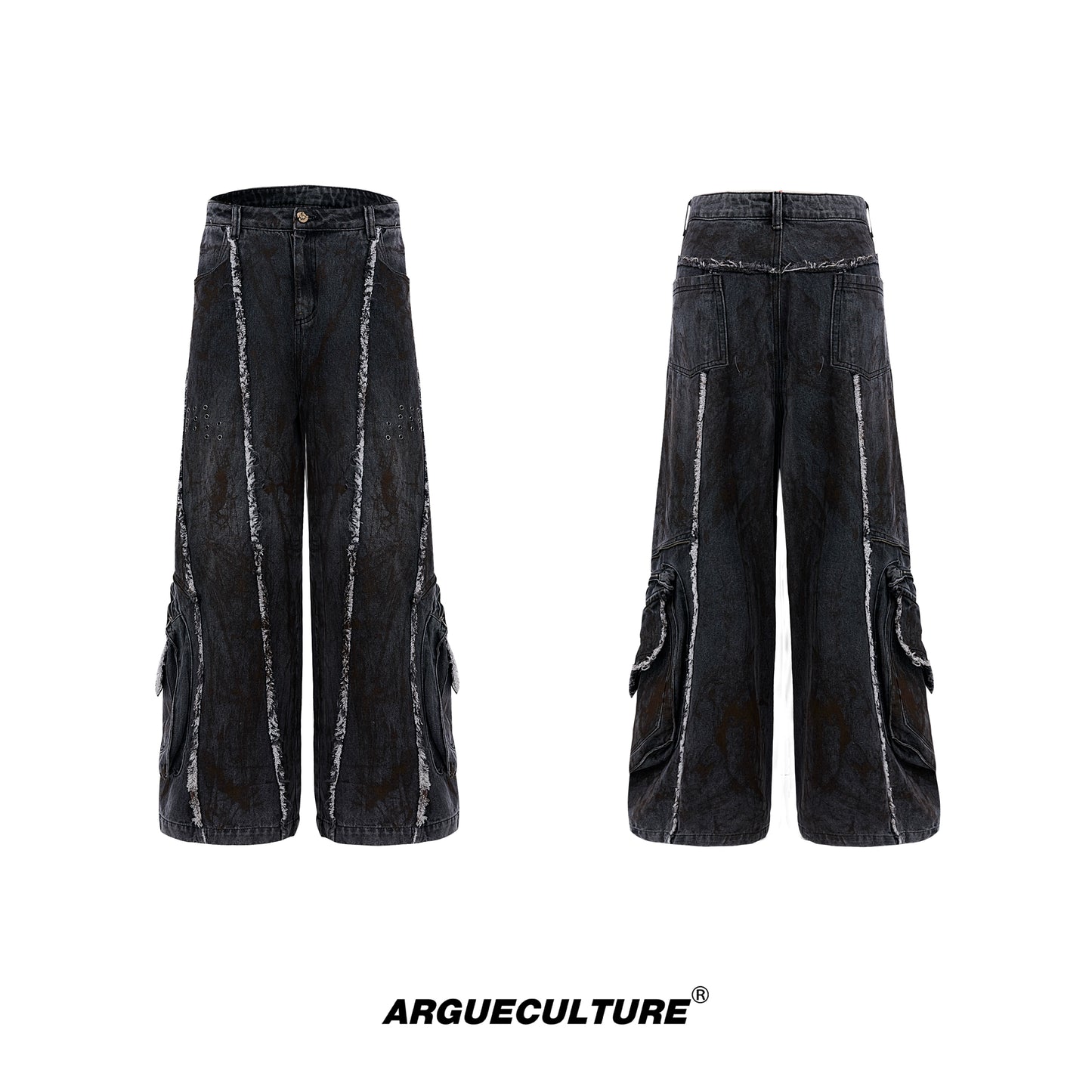 Deconstruction Shoulder-Pad Denim Jacket & Large Pocket Denim Jeans Setup WN21847