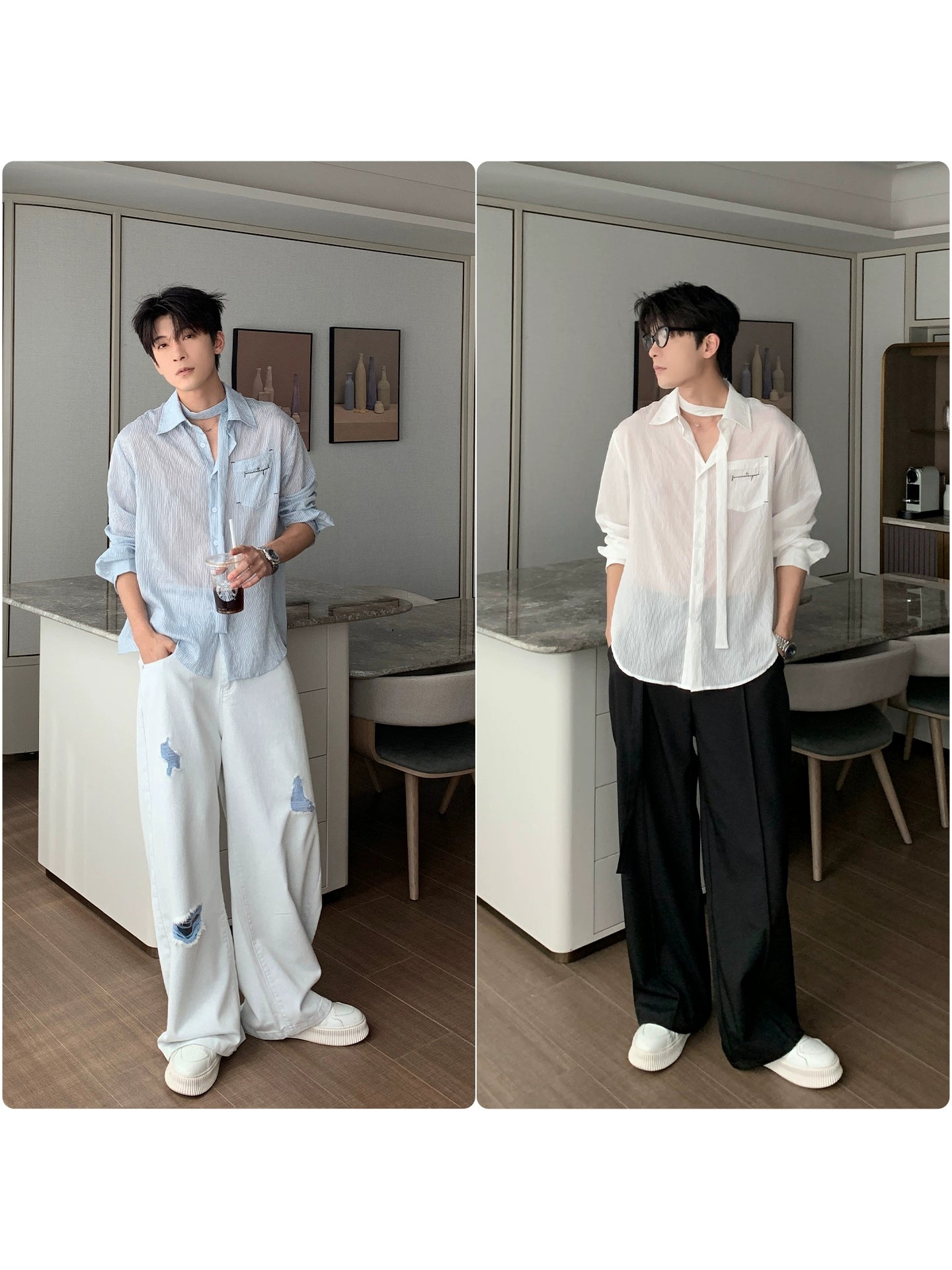 Thin Stripe Sunscreen Long Sleeve Shirt WN20456