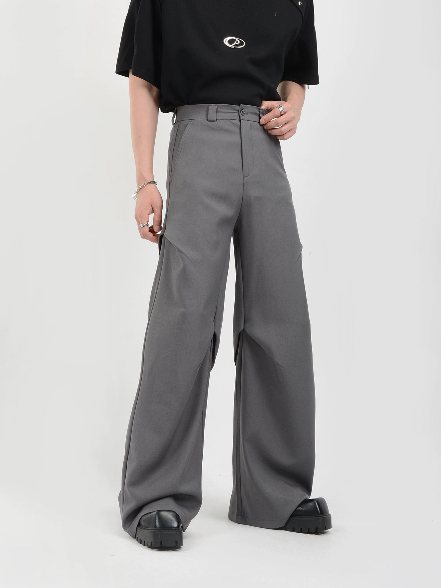 Drape Wide-Leg Straight Trousers WN7114