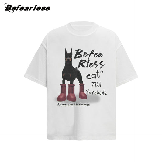 Dog Graphic Letter Print Short Sleeve T-Shirt WN26224