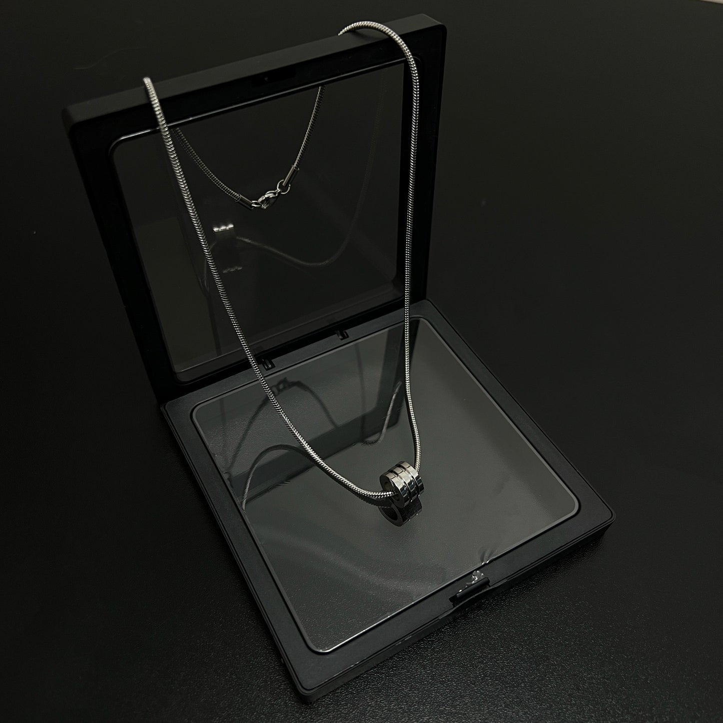 Cylinder Pendant Snake Bone Titanium Steel Necklace WN19241