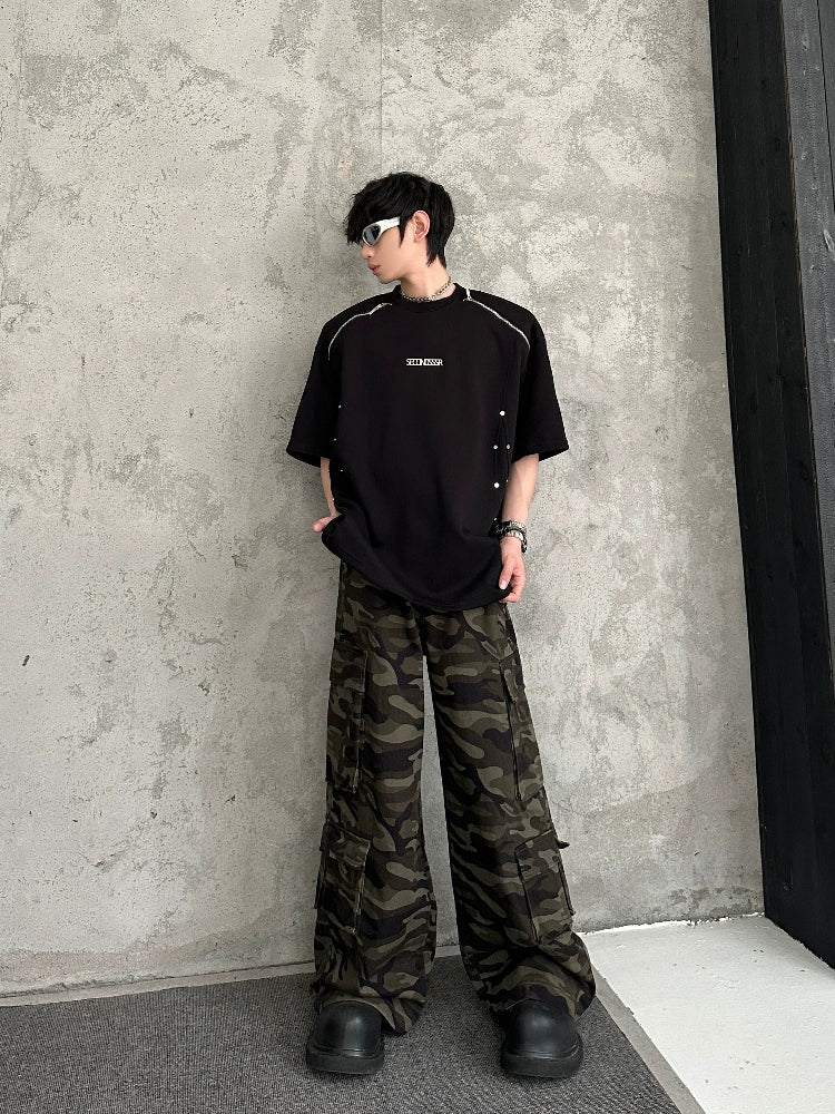 Camouflage Multi-Pocket Wide Leg Cargo Pants WN16785