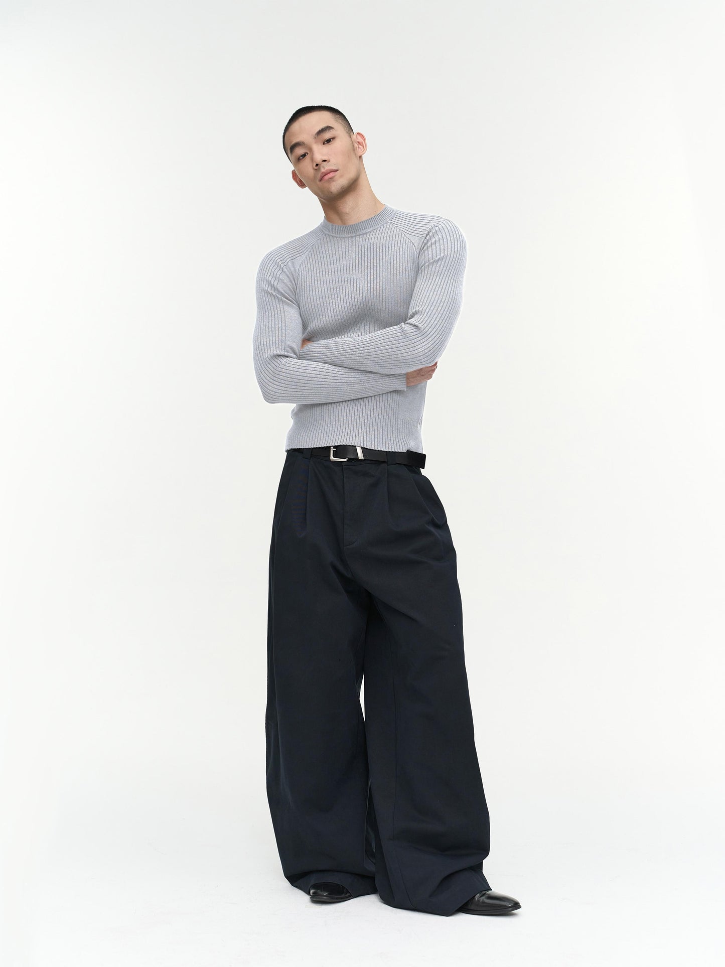 Ribbed Long Sleeve Knit Sweater WN13772