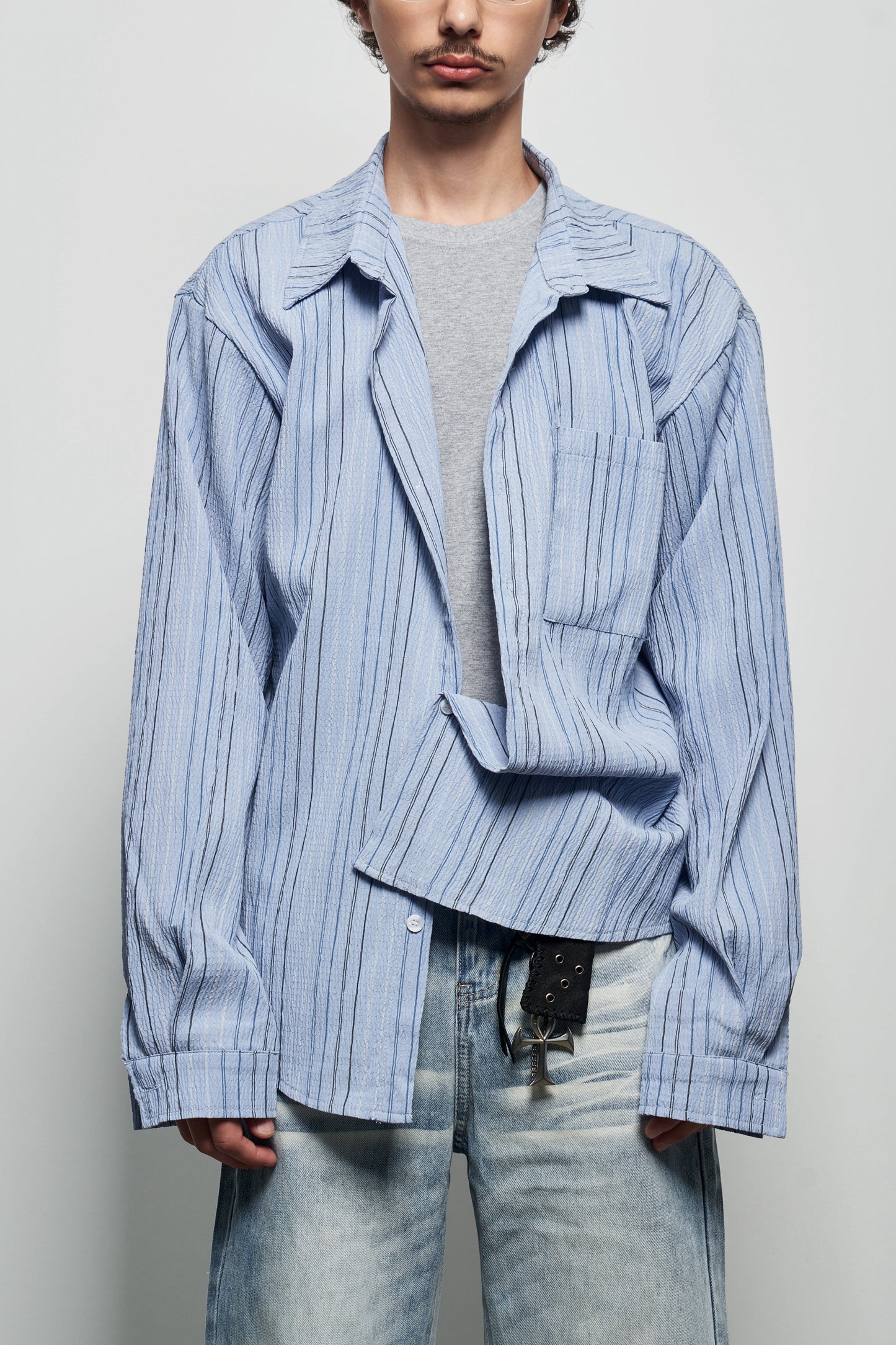 Stripe Oversize Long Sleeve Shirt WN22930