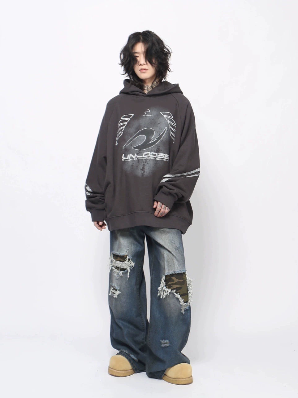 Print Oversize Pullover Hoodie WN13167