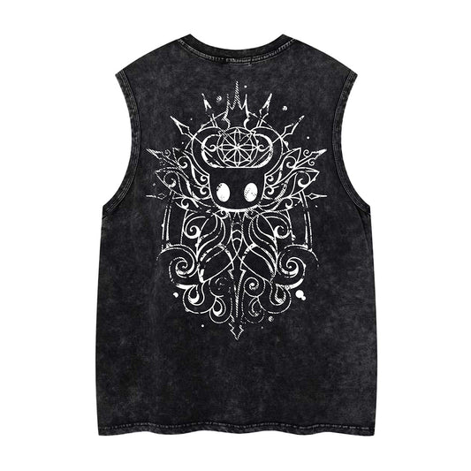Washed Tribal Totem Oversize Sleeveless T-Shirt WN26884