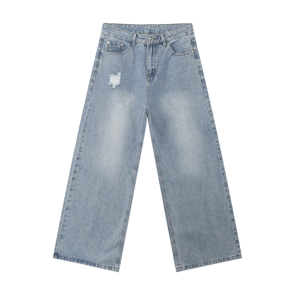 Damage Wide Leg Denim Jeans WN24875