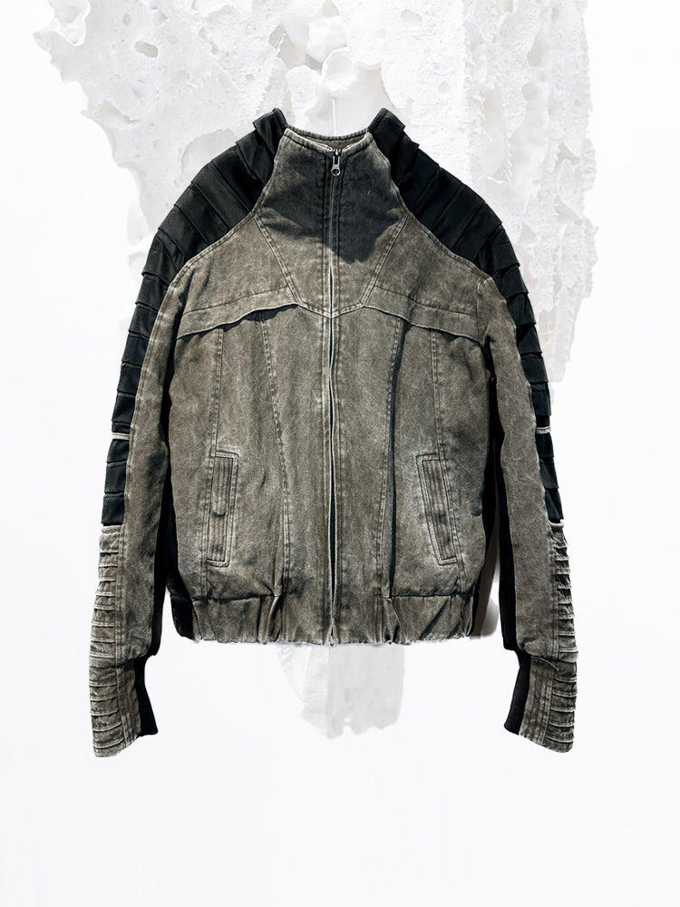 Pleats Washed Color-Block Padded Jacket WN13866