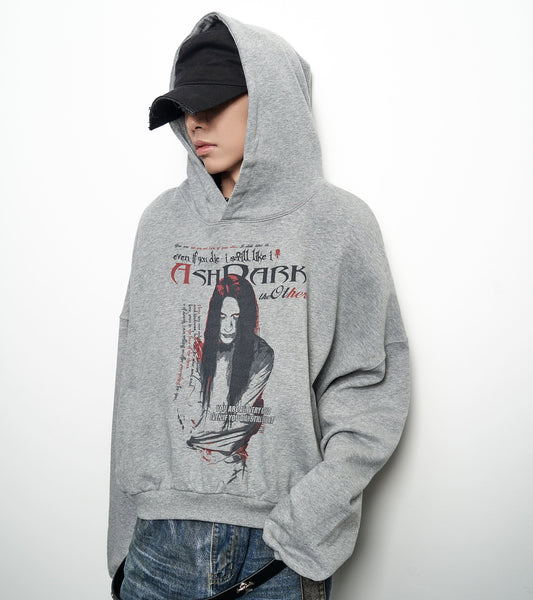 Art Print Washed Oversize Hoodie WN22963