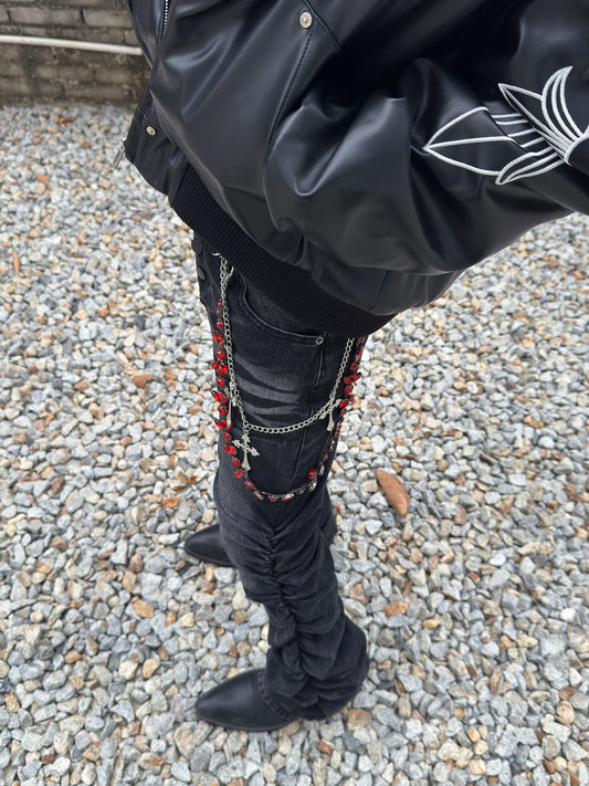 Washed Pleats Curved Denim Jeans WN22977