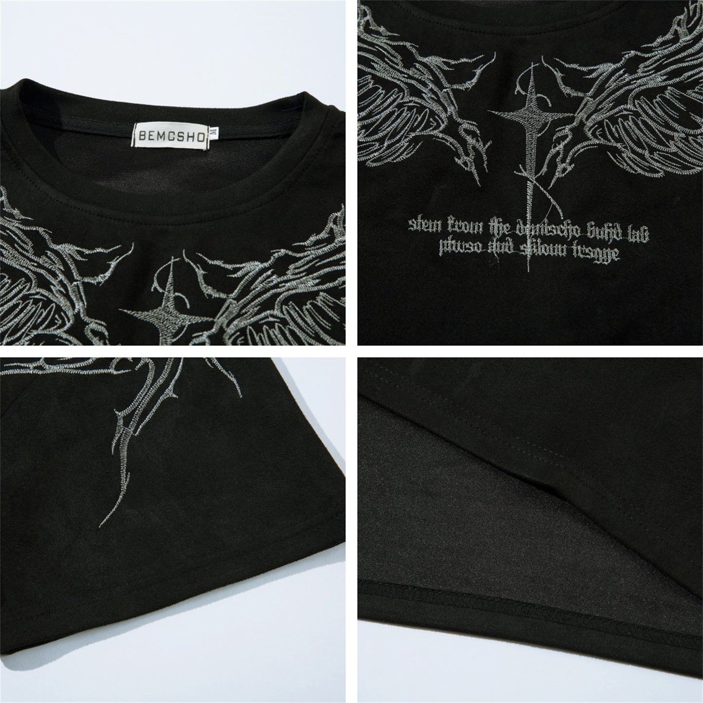 Heavyweight Embroidery Suede Oversize Short Sleeve T-Shirt WN16221