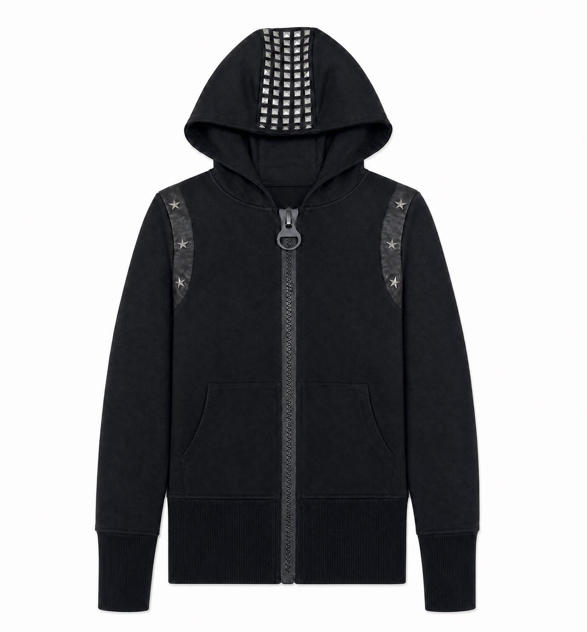 Studs Detail Star Zipper Hoodie WN27189