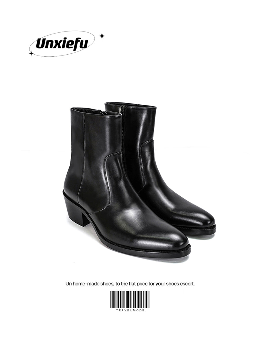 Full-Grain Leather Western Chelsea Boots WN20792