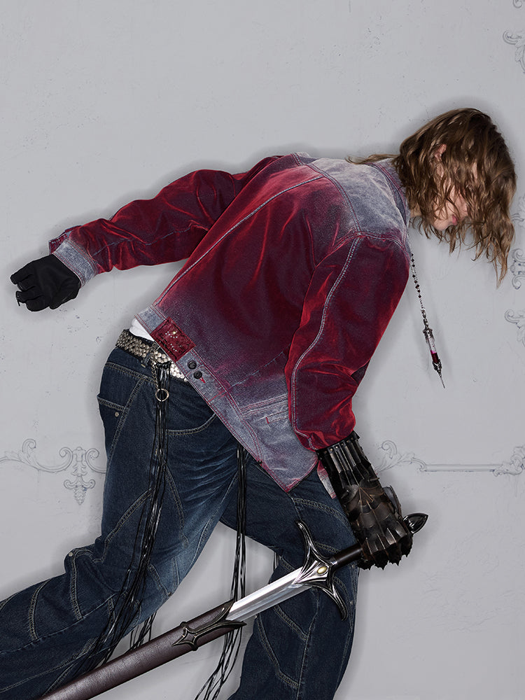 Graffiti Washed Design Structured Zipper Jacket WN17798