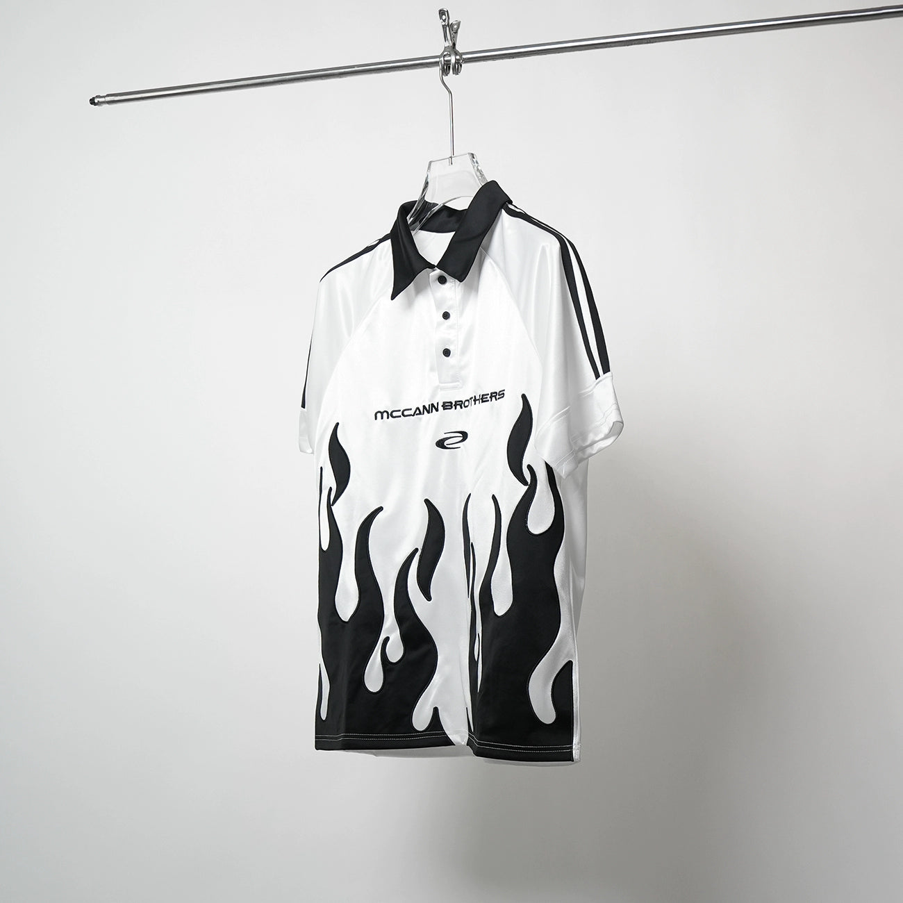 Bicolor Flame Embroidery Short Sleeve T-Shirt WN17386