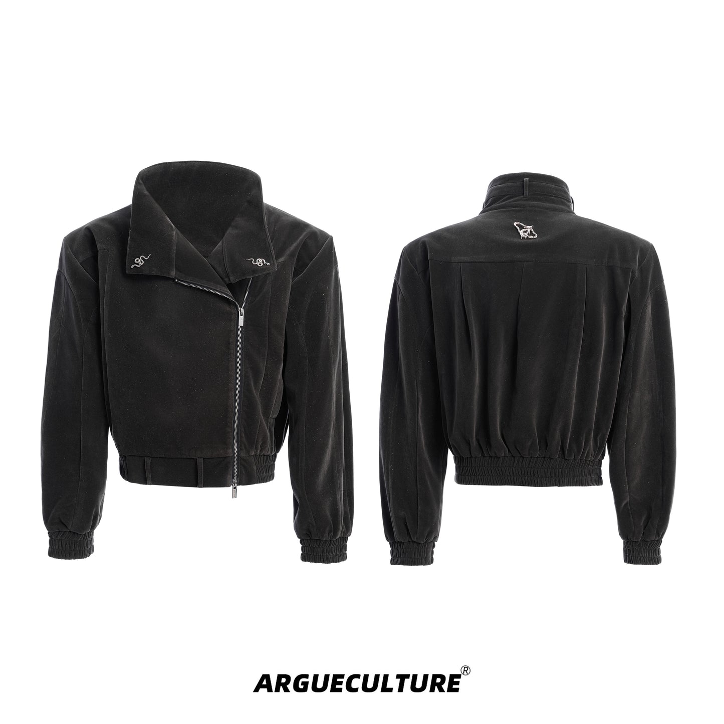 Sequin Oversize Asymmetrical Zipper Snake Design Jacket WN14934