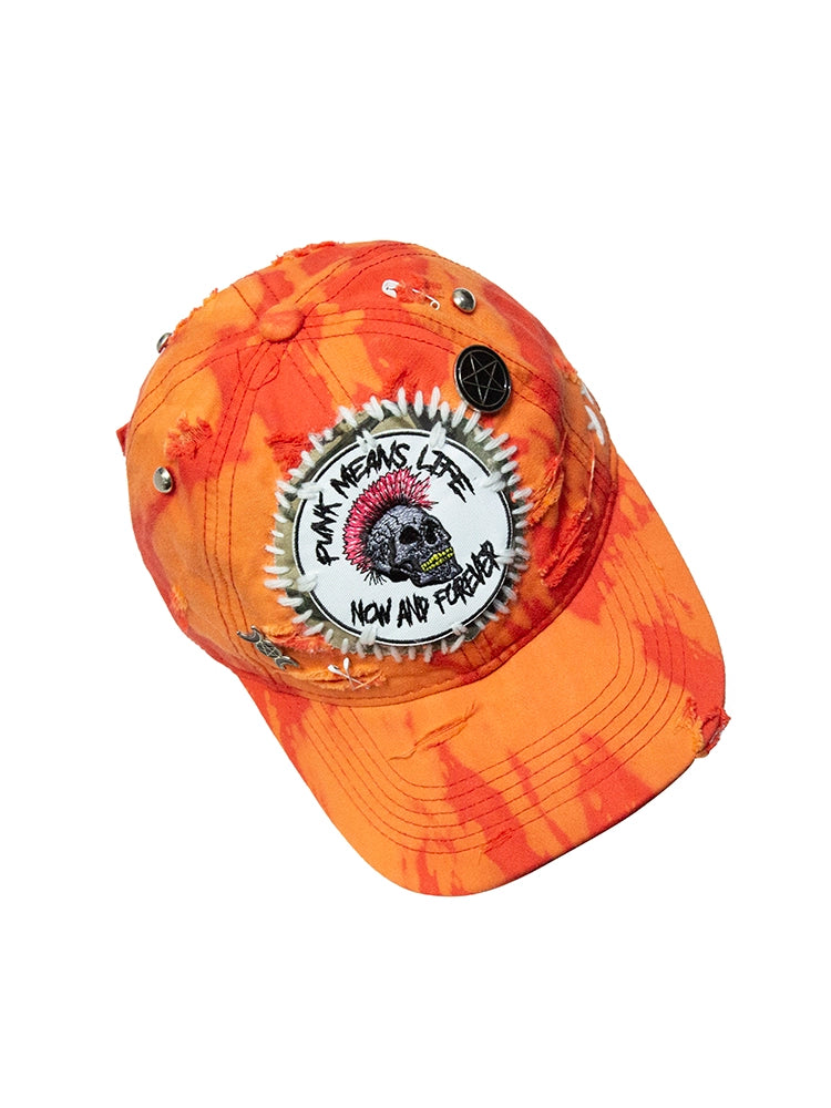 Tie-Dye Rivet Embroidery Deep Curved-Brim Cap WN21120