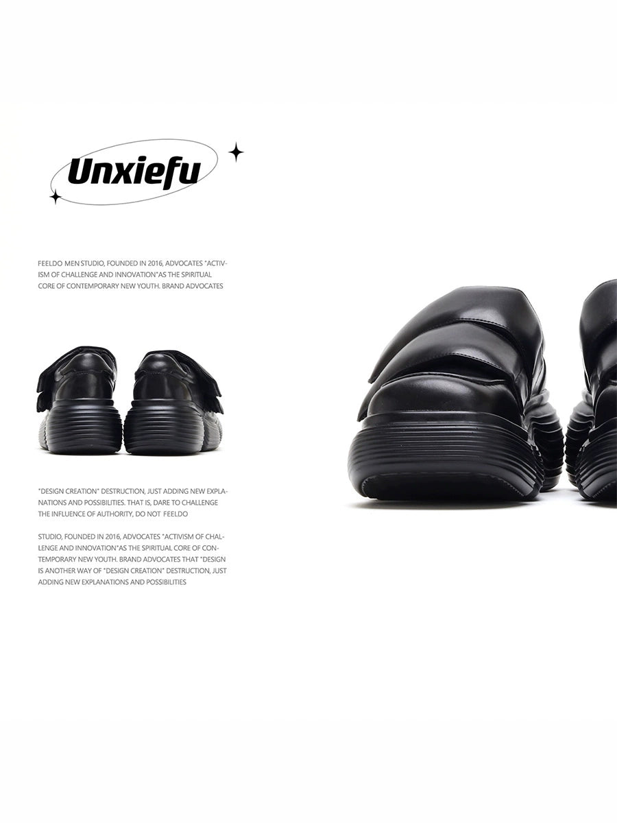 Square Toe Chunky Sole Velcro Dad Sneakers WN20774