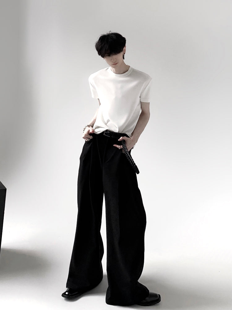 High-Waist A-Line Draping Wide Leg Trousers WN15430