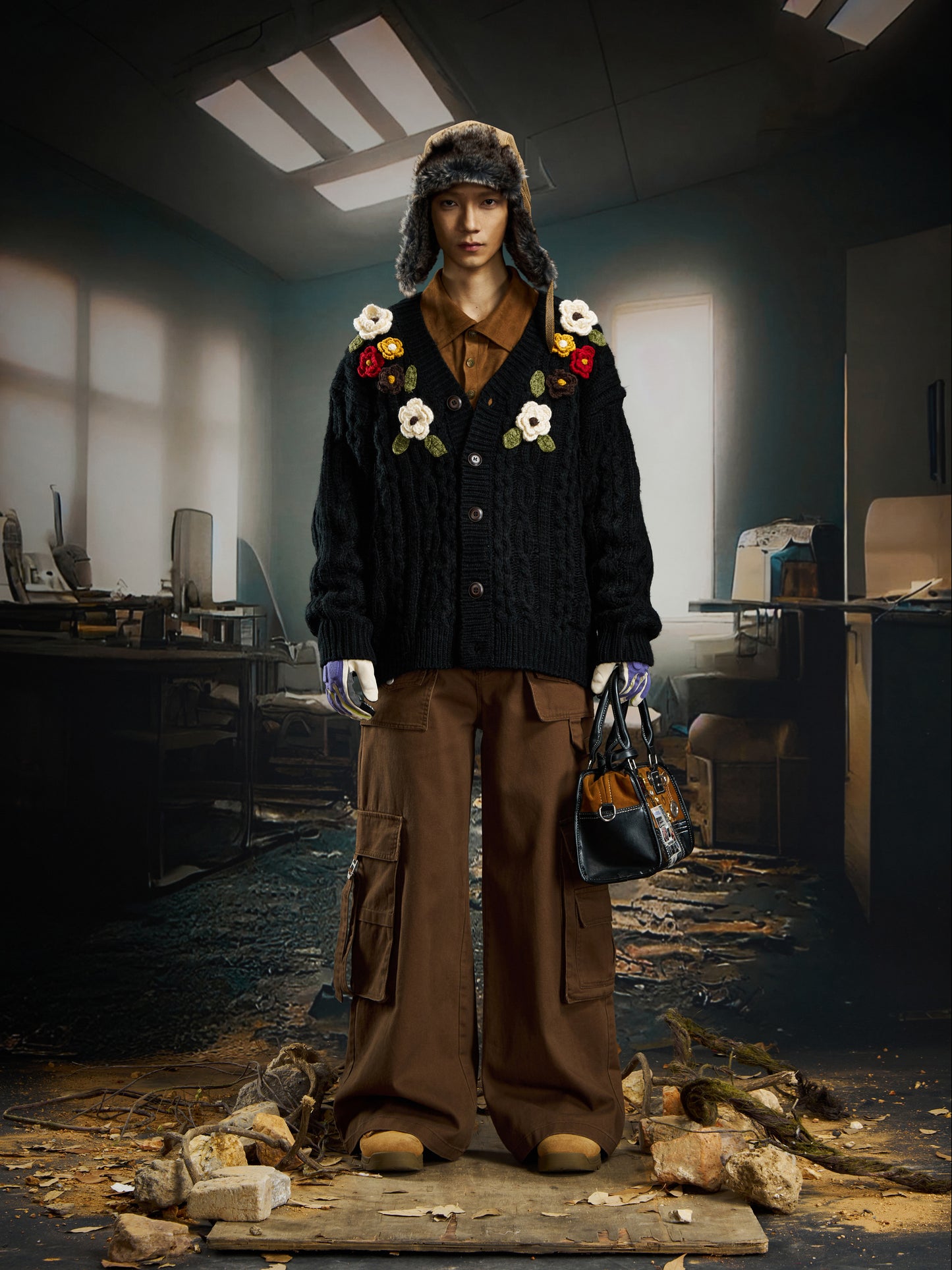 Handcrafted 3D Crochet Flower High-End Knit Cardigan WN22738