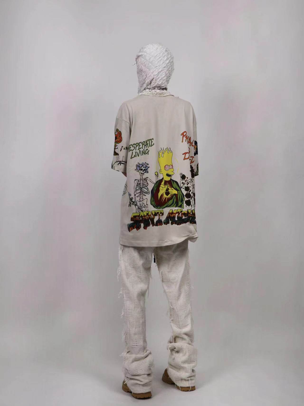 Graffiti Paint Print Short Sleeve T-Shirt WN24123