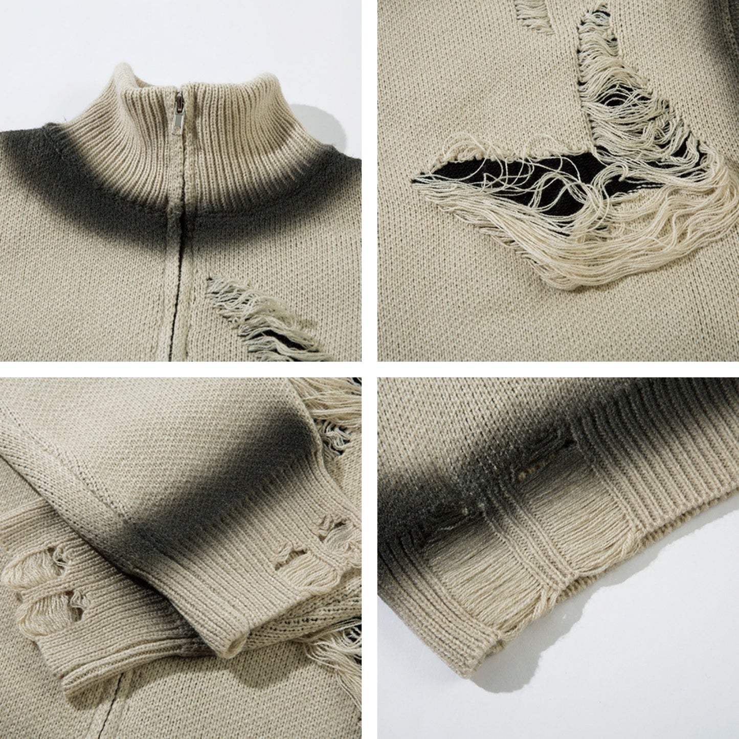 Butterfly Spray-Paint High-Neck Oversize Knit Cardigan WN11562