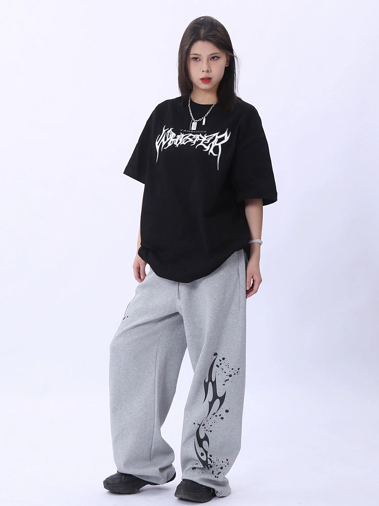 Letter Print Oversize Short Sleeve T-Shirt WN17190