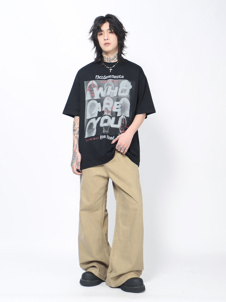 Letter Graphic Print Oversize Short Sleeve T-Shirt WN24493