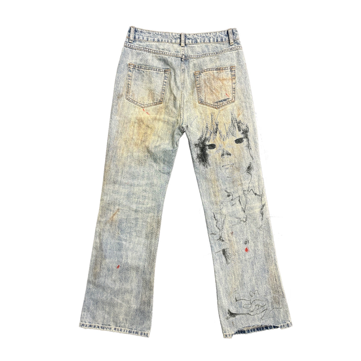 Graffiti Art Design Wide Leg Denim Jeans WN16821