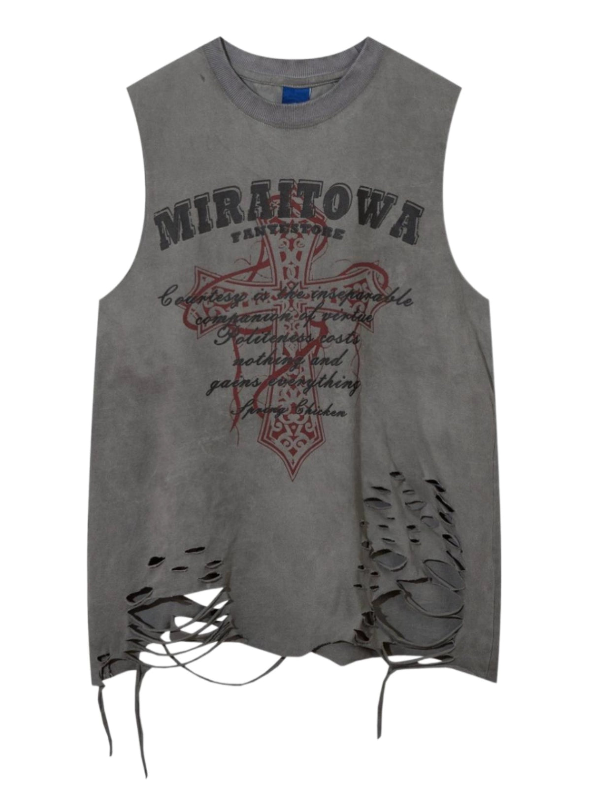 Damage Oversize Sleeveless Shirt WN5588