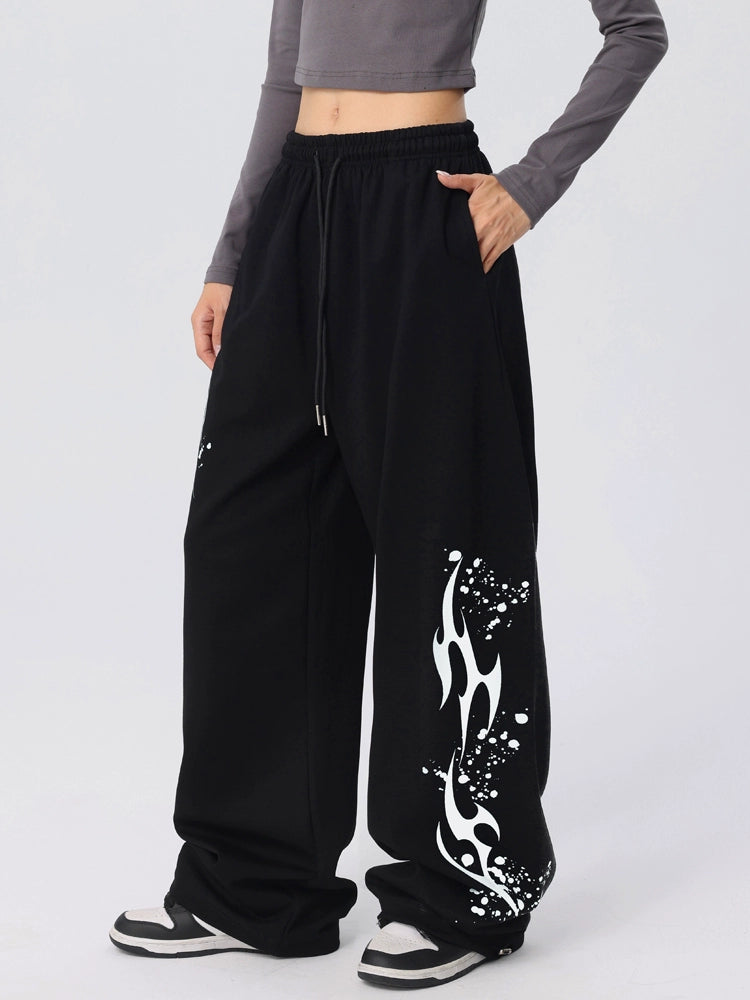 Graphic Print Wide Leg Sweatpants WN17173