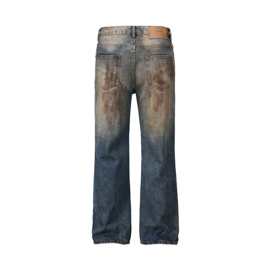 Paint Damage Straight Denim Jeans WN25935