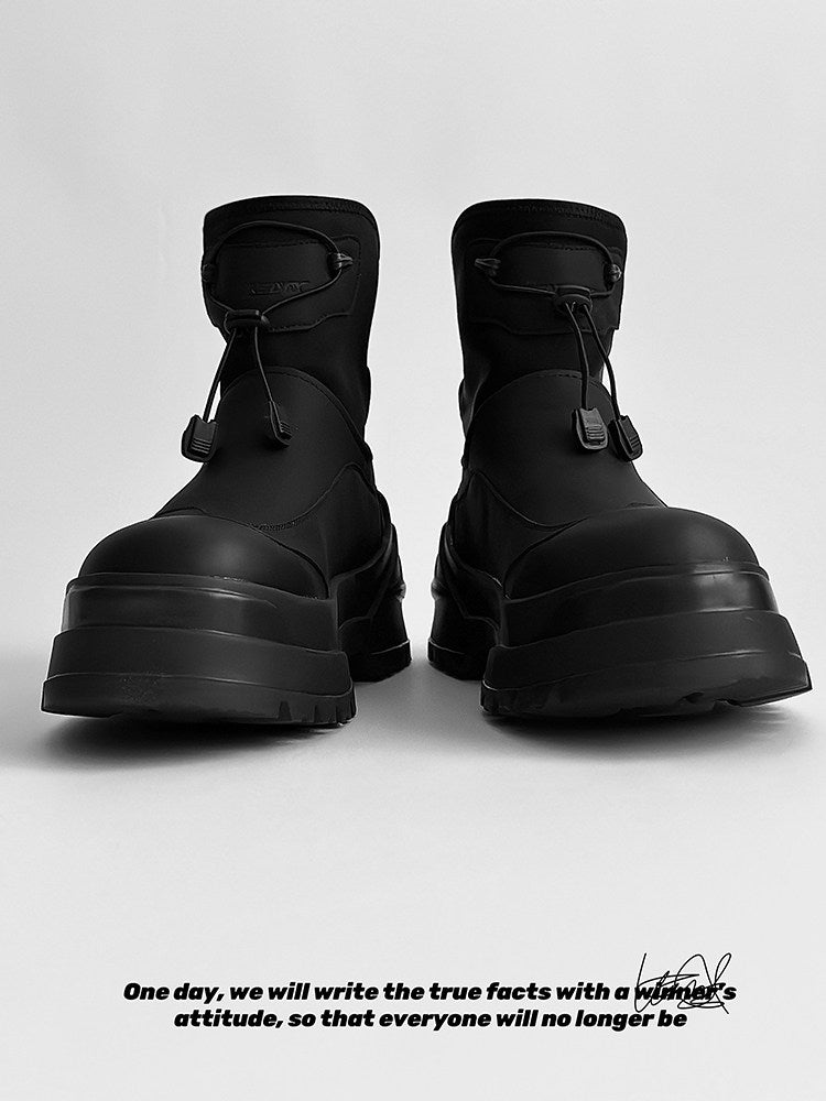 Matte Black Techwear Chunky Boots WN24499