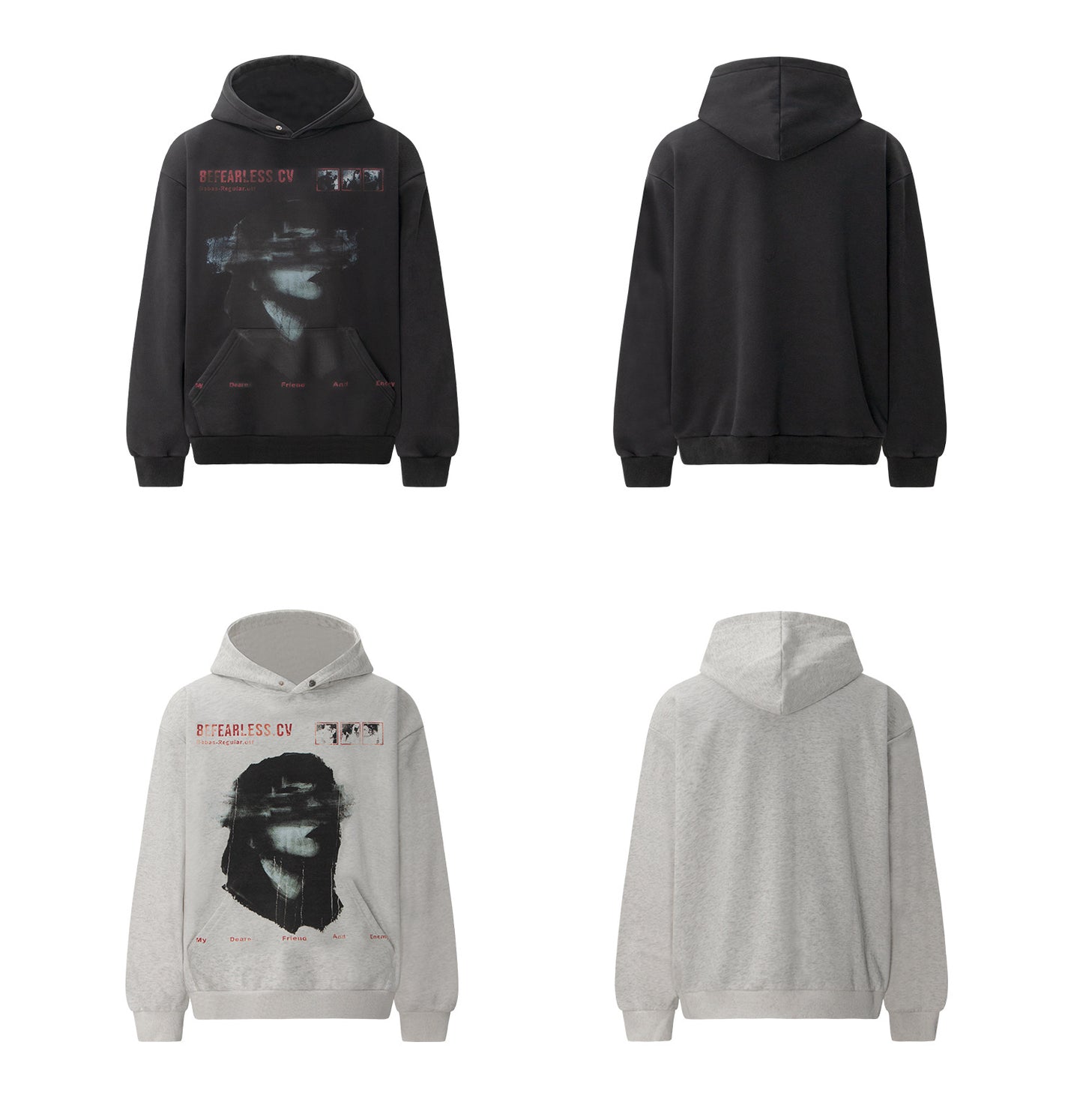 Washed Portrait Print Boxy Oversize Pullover Hoodie WN26320