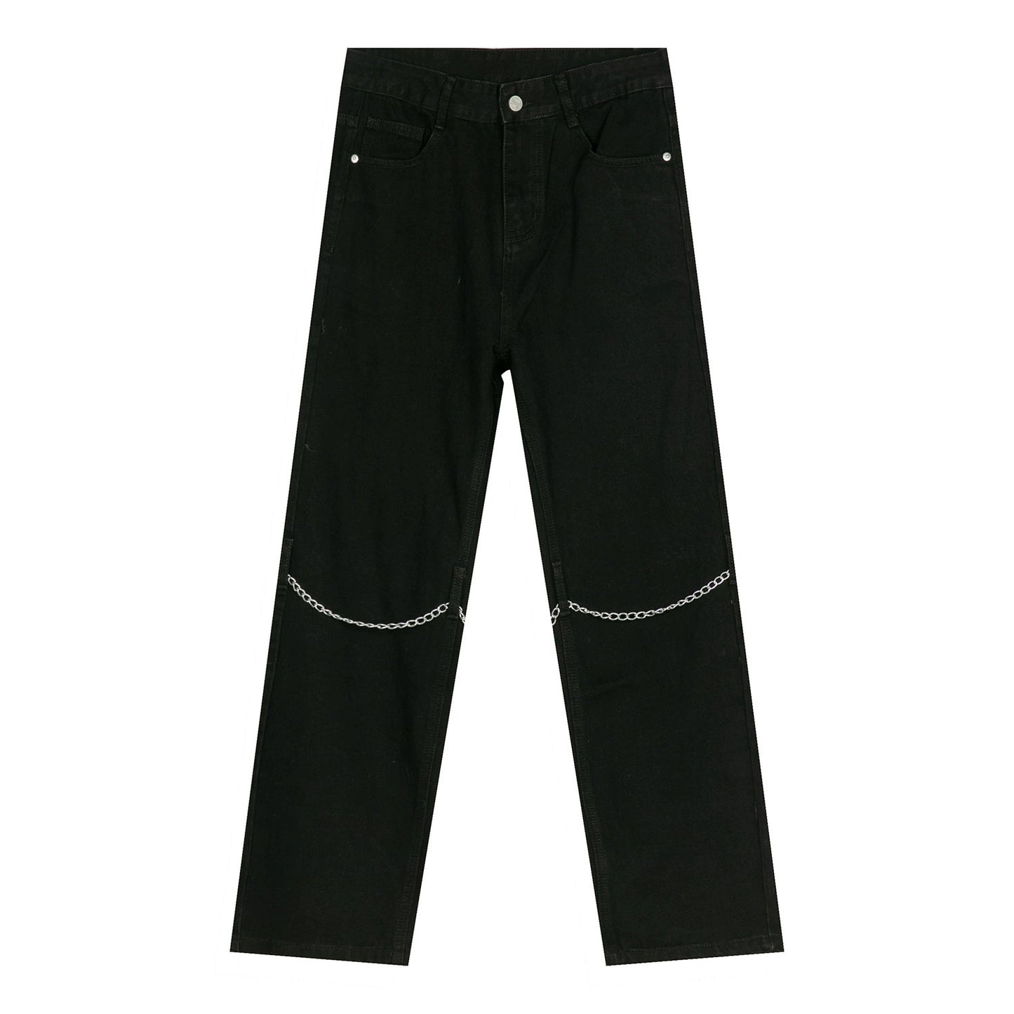 Chain Design Wide-Leg Denim Jeans WN7290