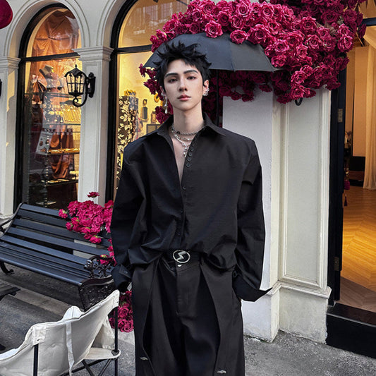 Oversize Lapel Long Sleeve Shirt WN25062