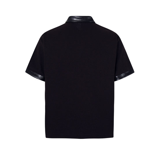 Thorn Waffle Patchwork Short Sleeve Polo Shirt WN25604