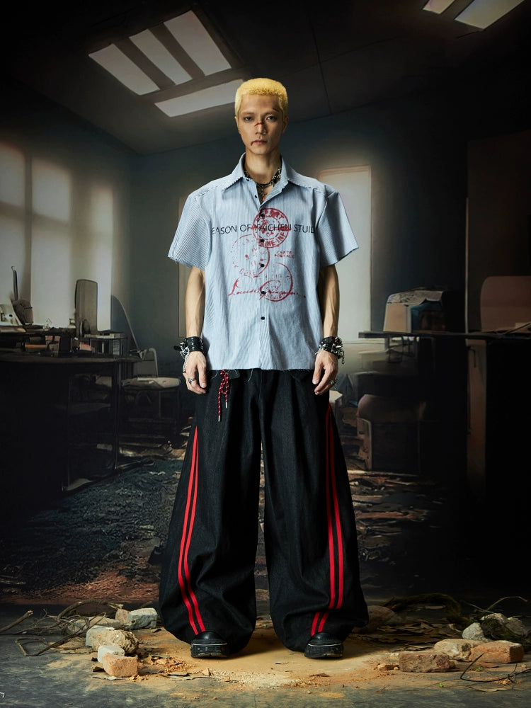 Curved Hem Wide Leg Denim Jeans WN18501