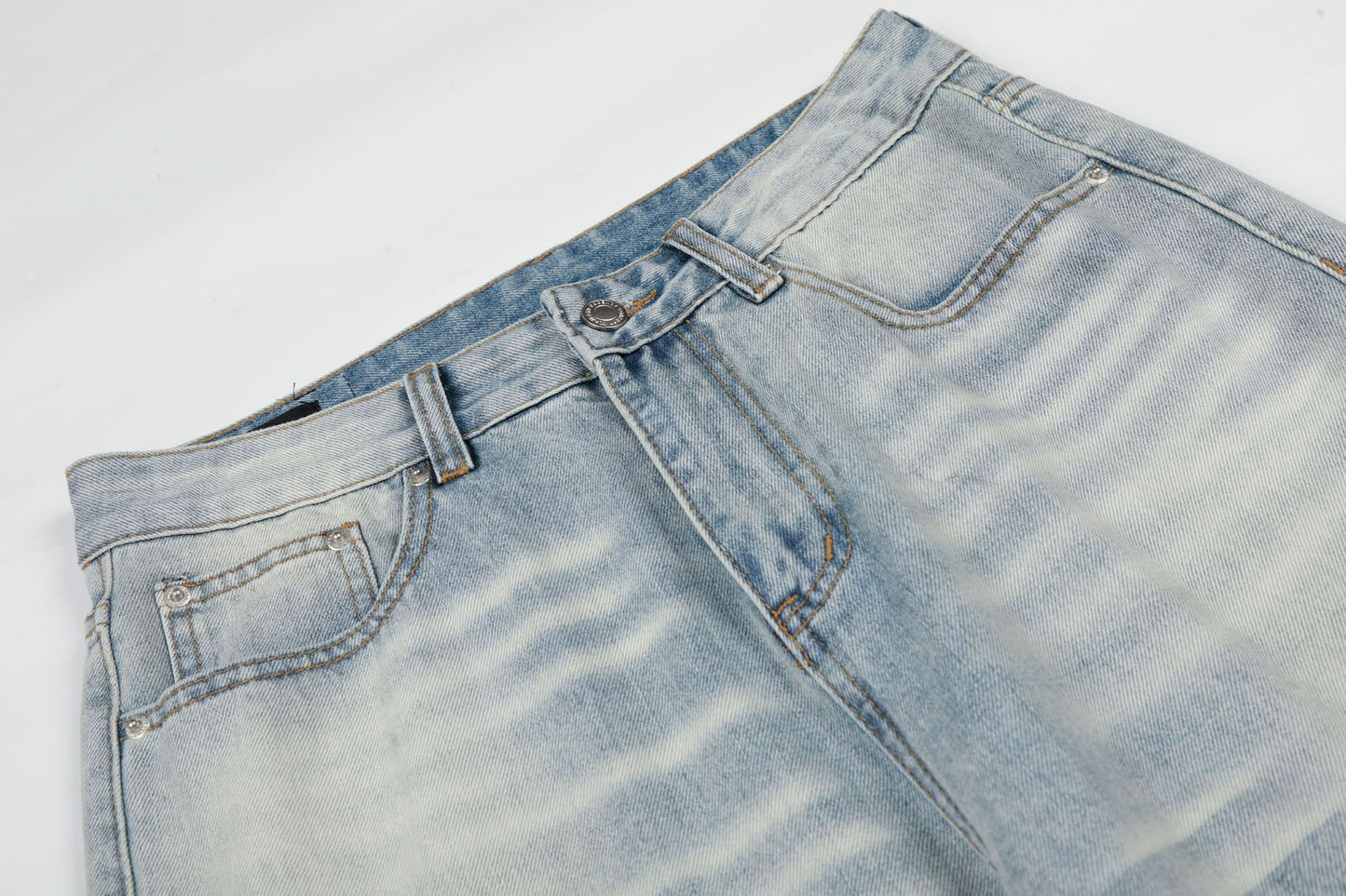 Washed Whisker Wide Leg Denim Jeans WN26092