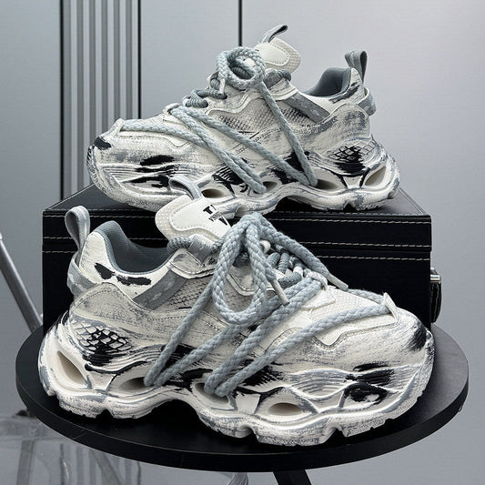 Paint Splash Rope Lace Chunky Sole Sneakers WN24635