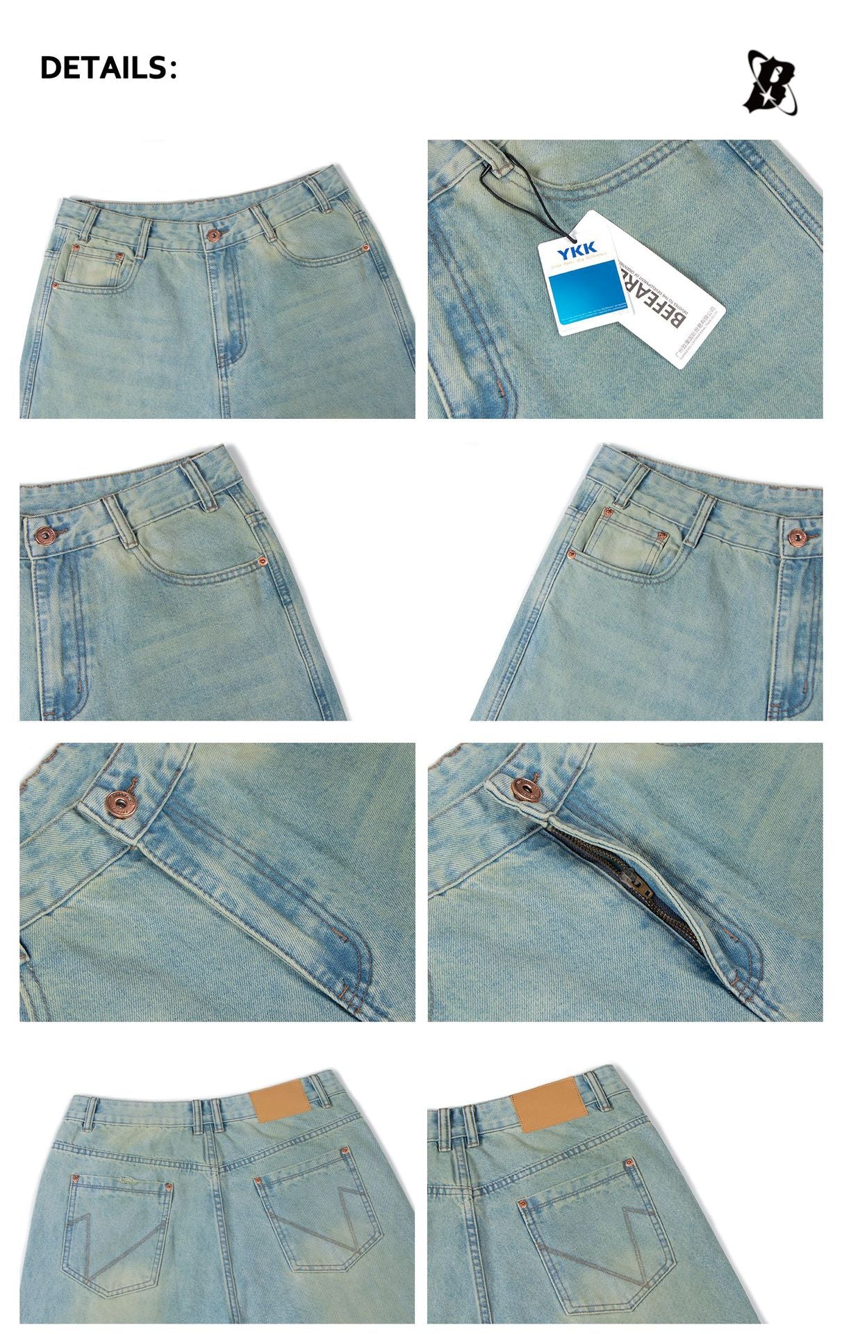 Washed Loose Straight Denim Jeans WN26326