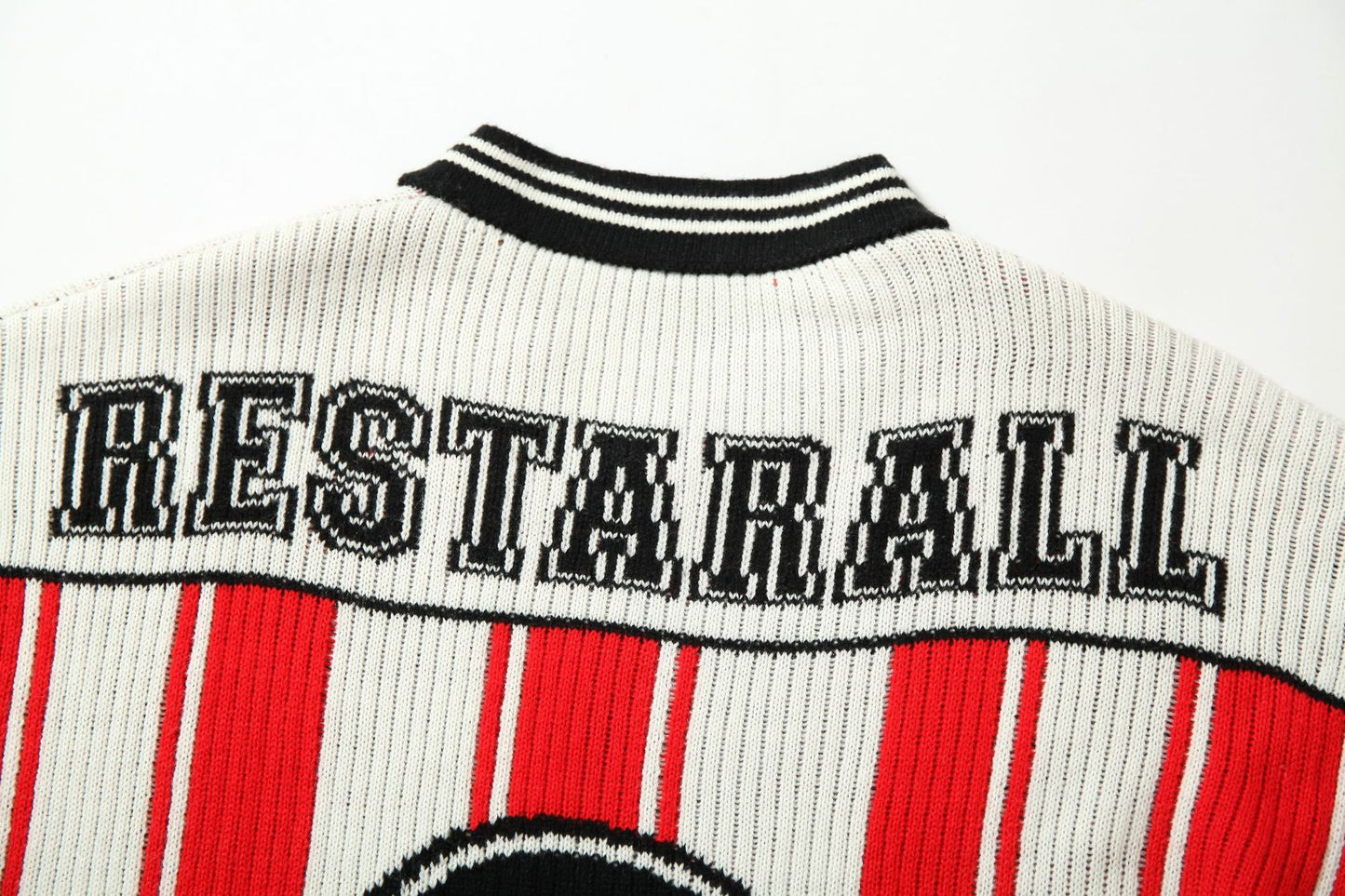 Number Stripe V-Neck Short Sleeve Knit T-shirt WN25630