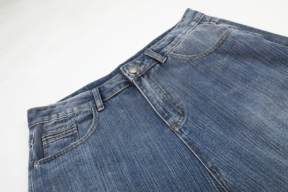 Embroidery Bead Wide Leg Short Denim Pants WN25628
