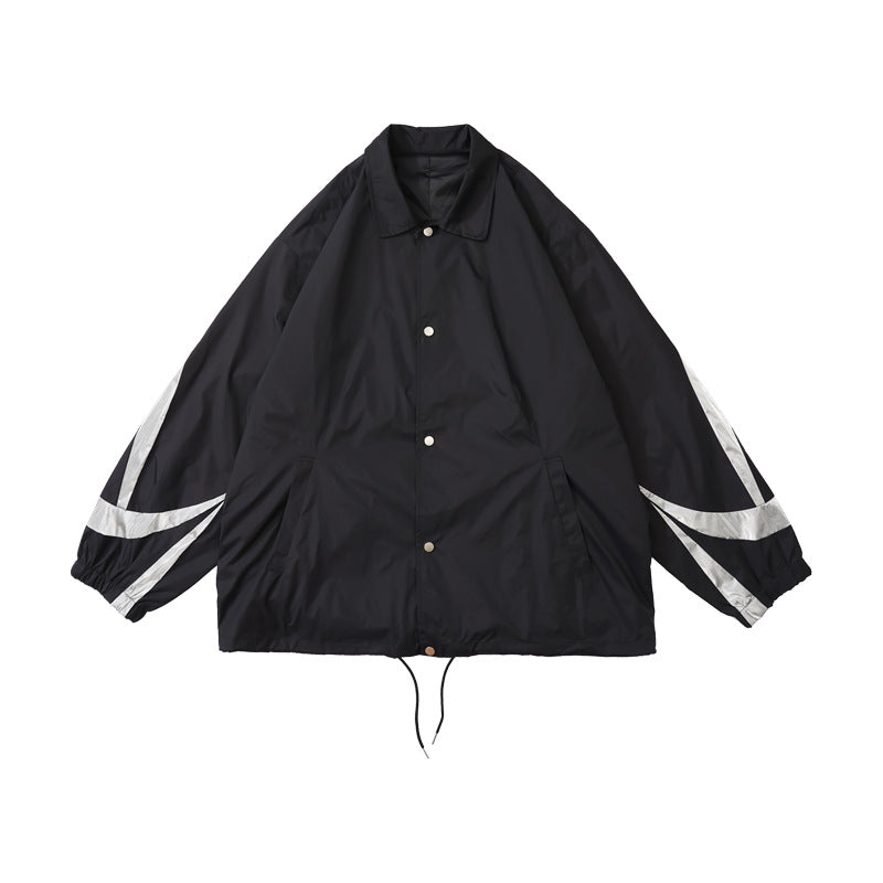 Stripe Waterproof Windproof Oversize Jacket WN12377