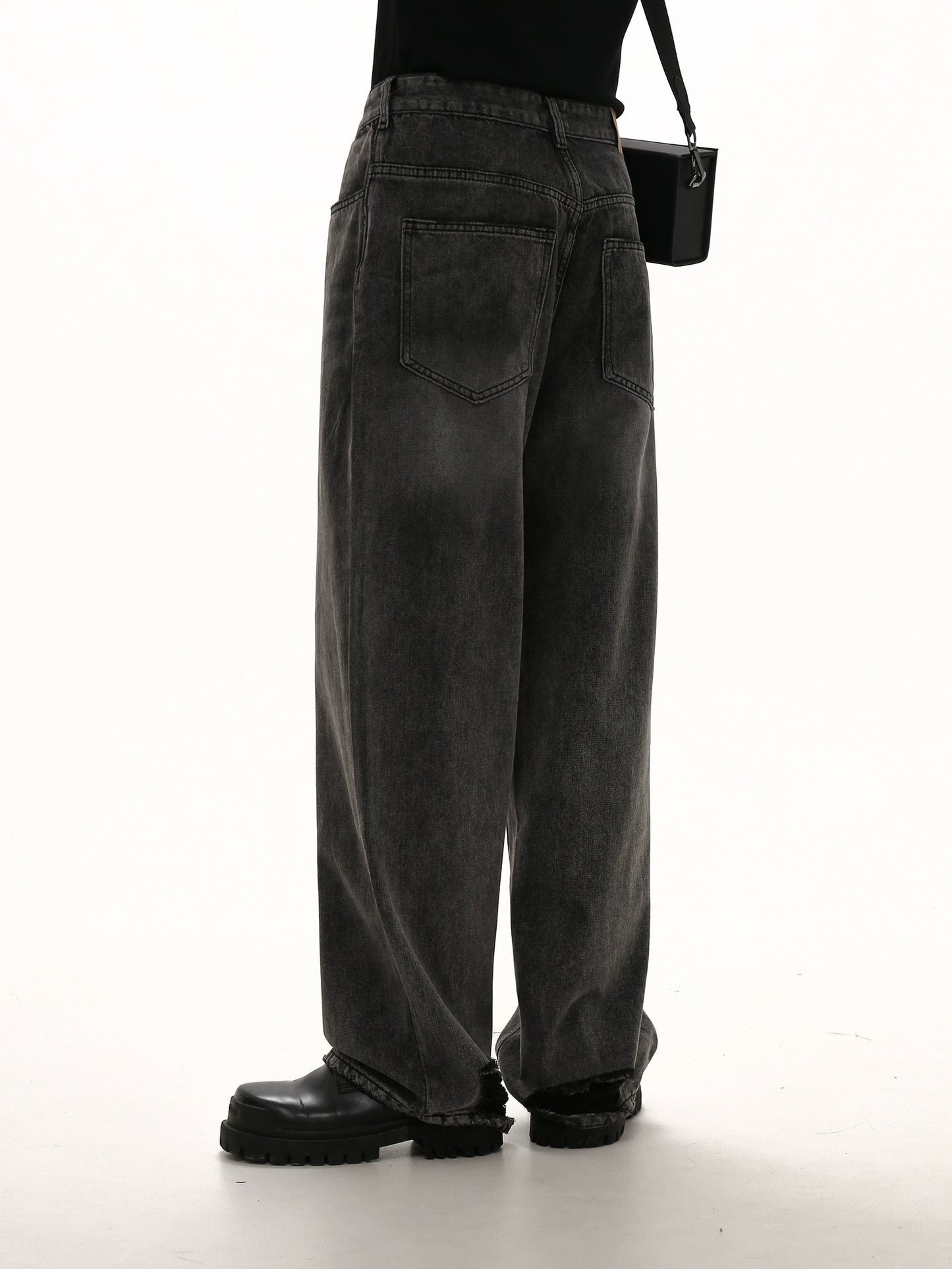 Wash Damage Straight Denim Jeans WN5630