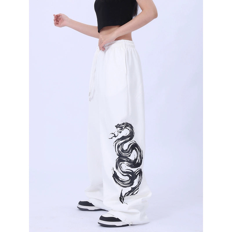 Art Graphic Print With Drawstring Sweatpants WN17163