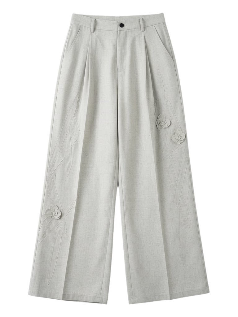 Flower Design Draped Wide Leg Trousers WN23847