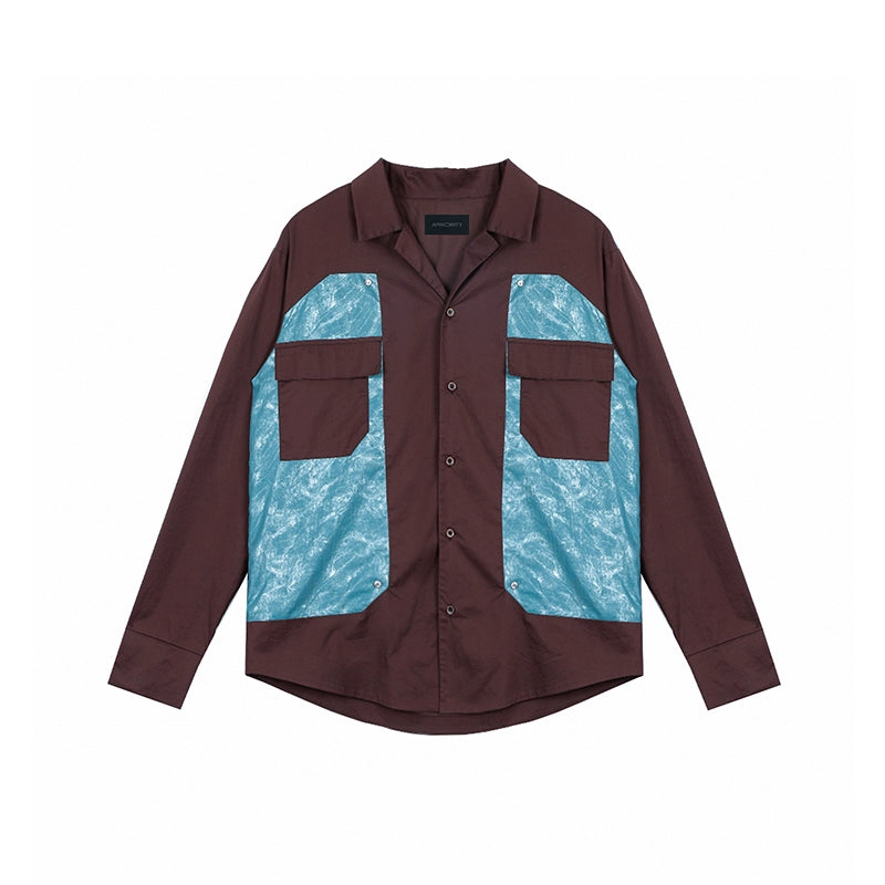 Colorblock Patchwork Long Sleeve Shirt WN18902